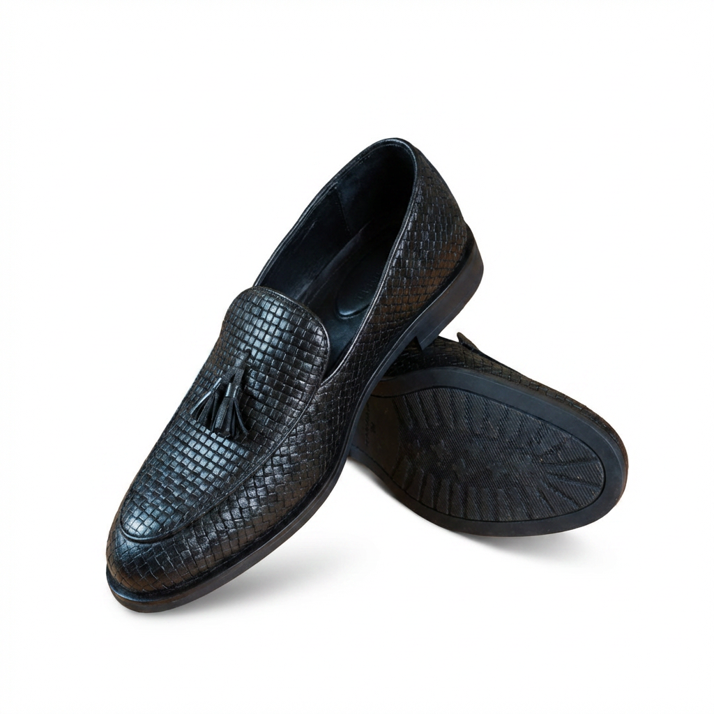Mocassins marocain en cuir tressé main