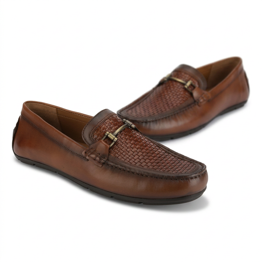 Woodland Mocassins en cuir tressé de luxe pour hommes