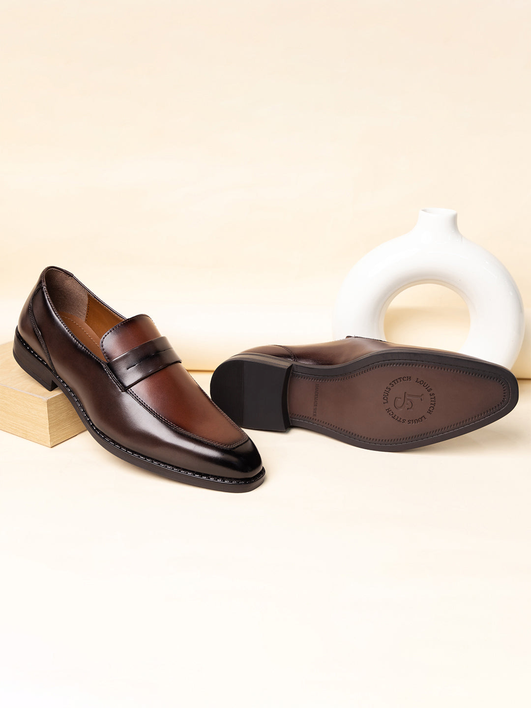 Slipons Mocassins à double teinte fabriqués à la main - Noir et Marron