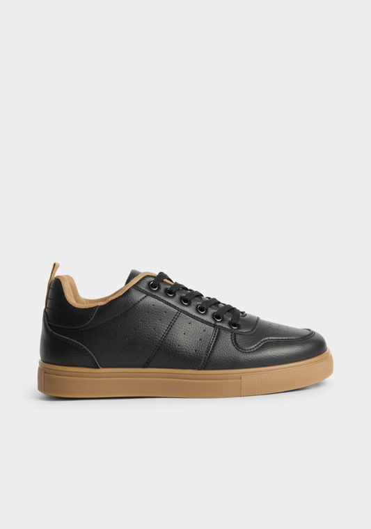 Jet Homme Pu Gumsole Retro Sneaker - Noir