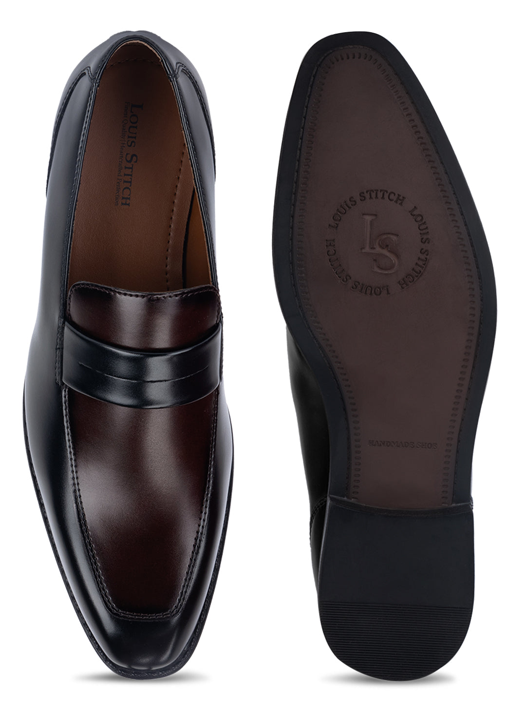 Slipons Mocassins à double teinte fabriqués à la main - Noir et Marron