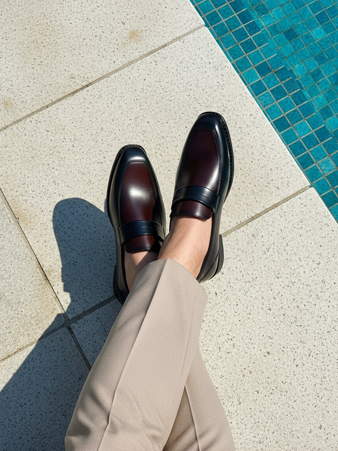 Slipons Mocassins à double teinte fabriqués à la main - Noir et Marron