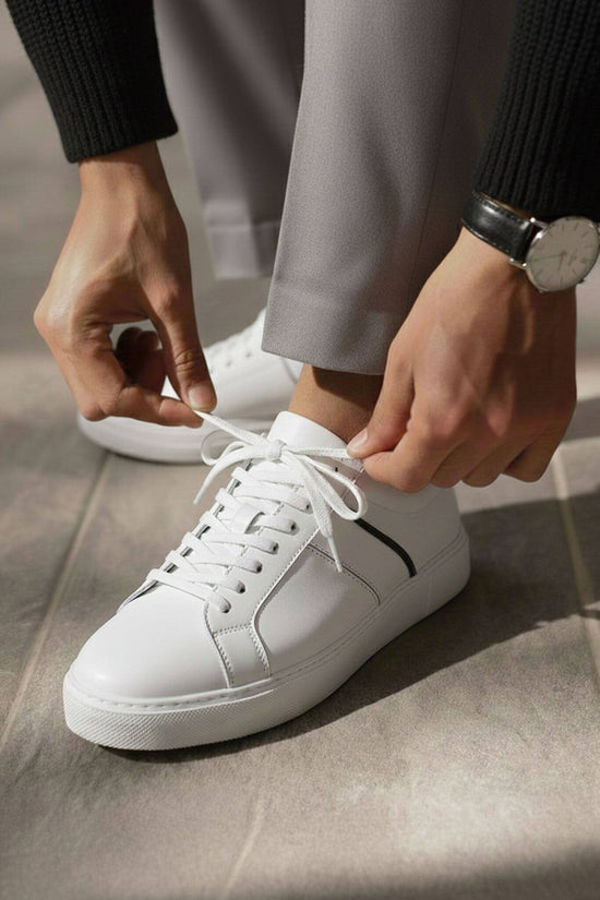 Men's handmade leather sneakers - White