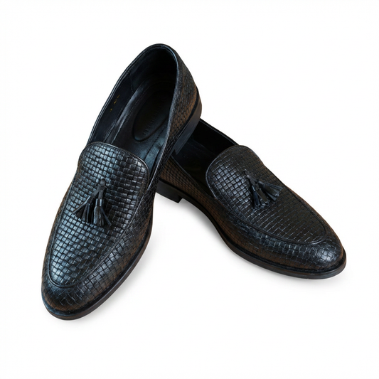 Mocassins marocain en cuir tressé main