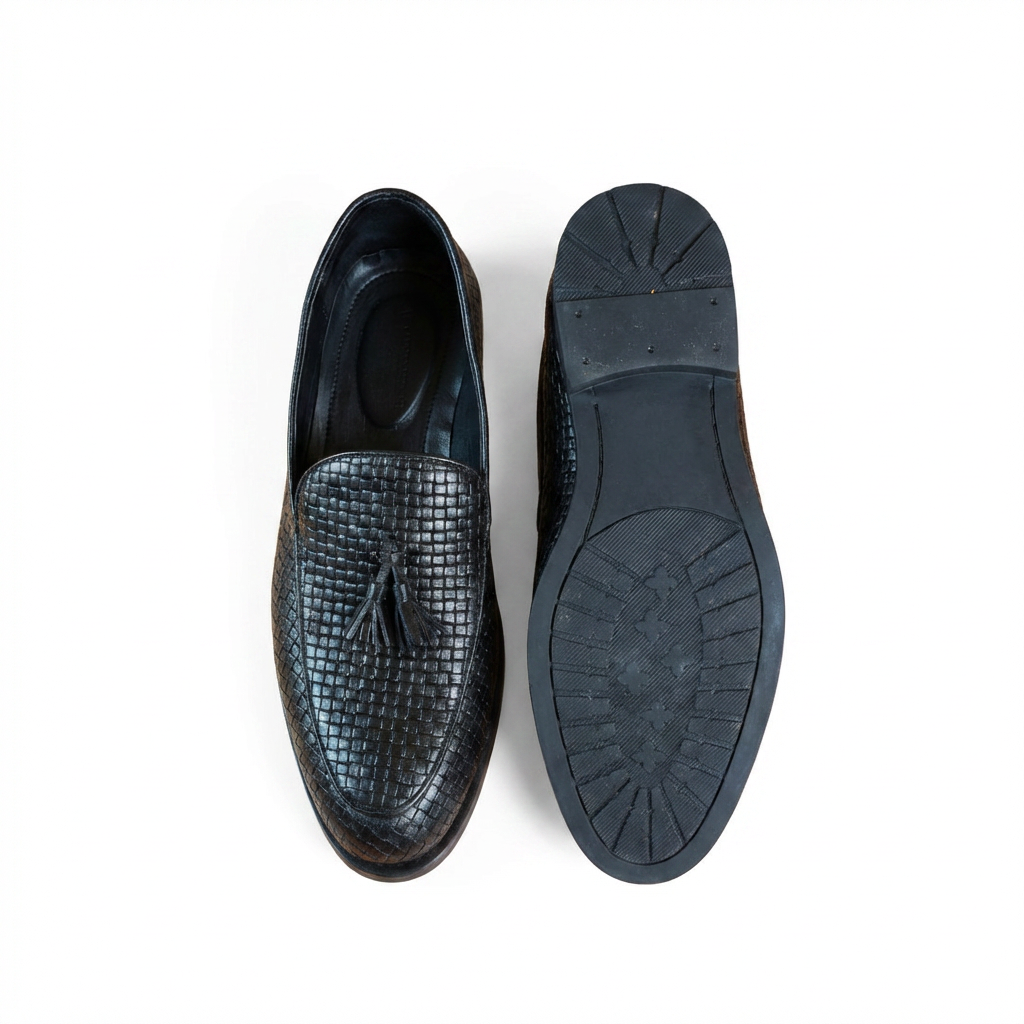 Mocassins marocain en cuir tressé main