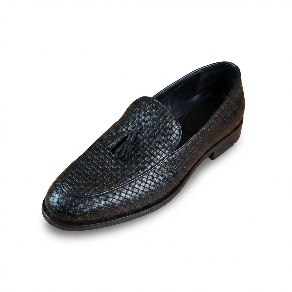 Mocassins marocain en cuir tressé main