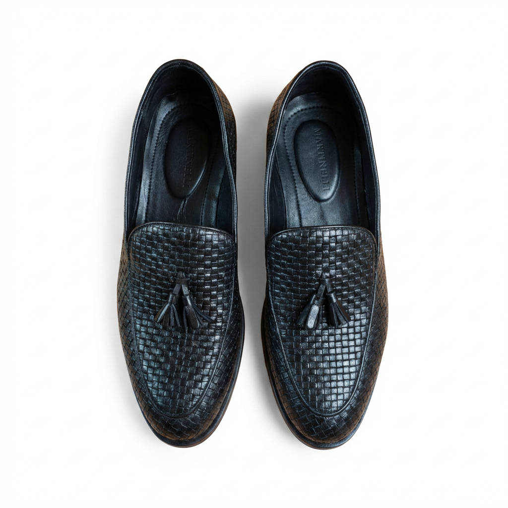 Mocassins marocain en cuir tressé main