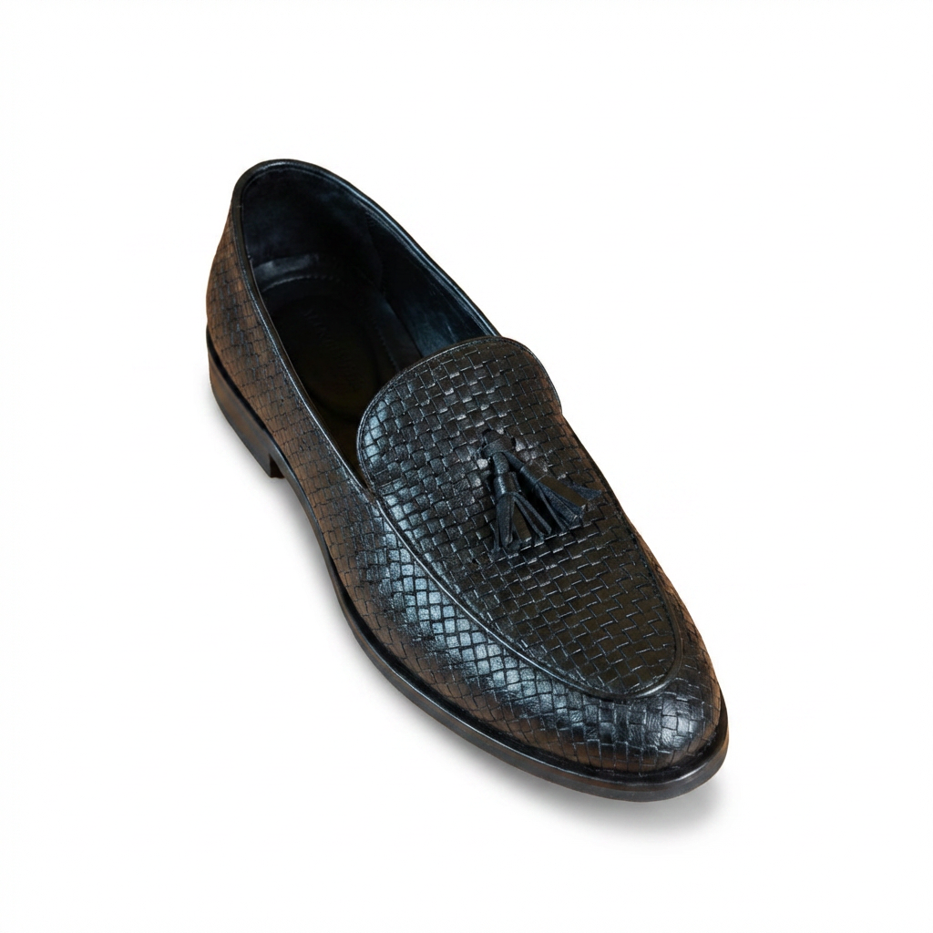 Mocassins marocain en cuir tressé main