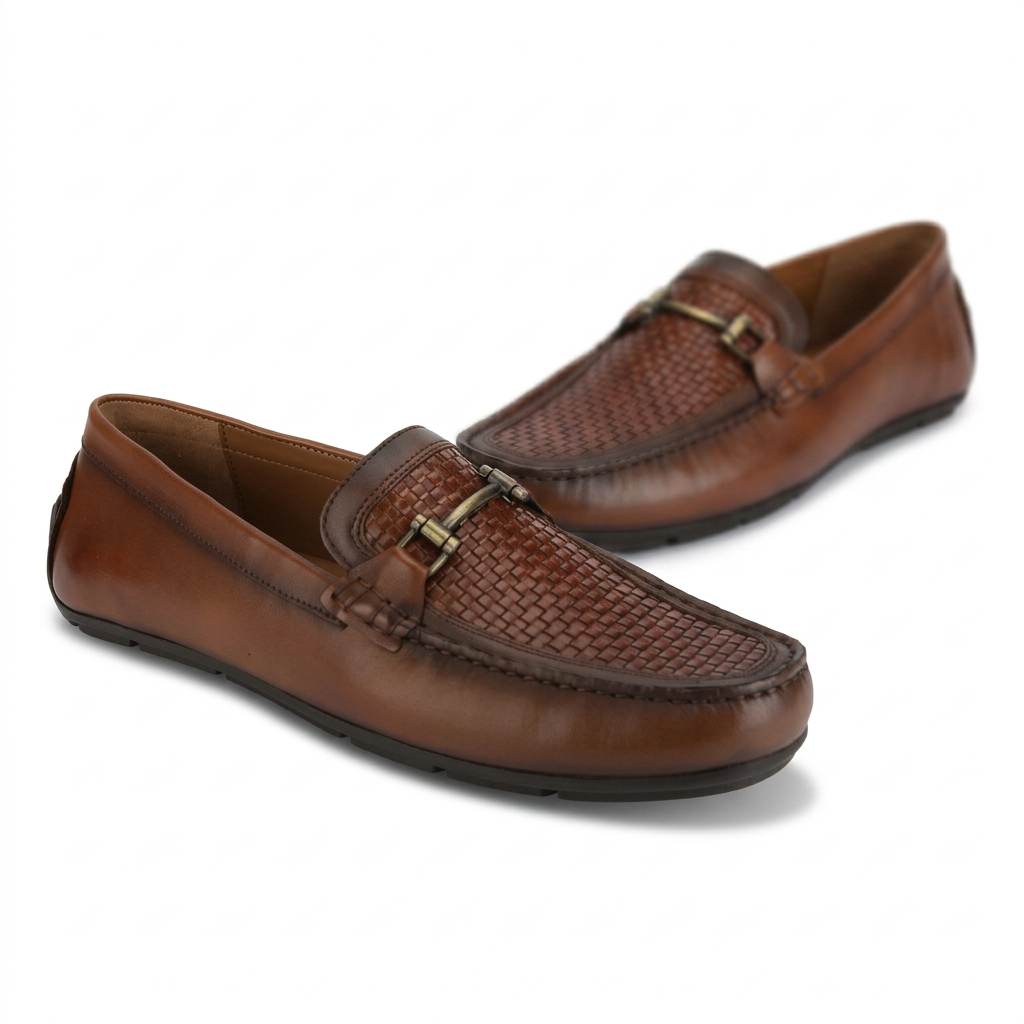 Woodland Mocassins en cuir tressé de luxe pour hommes
