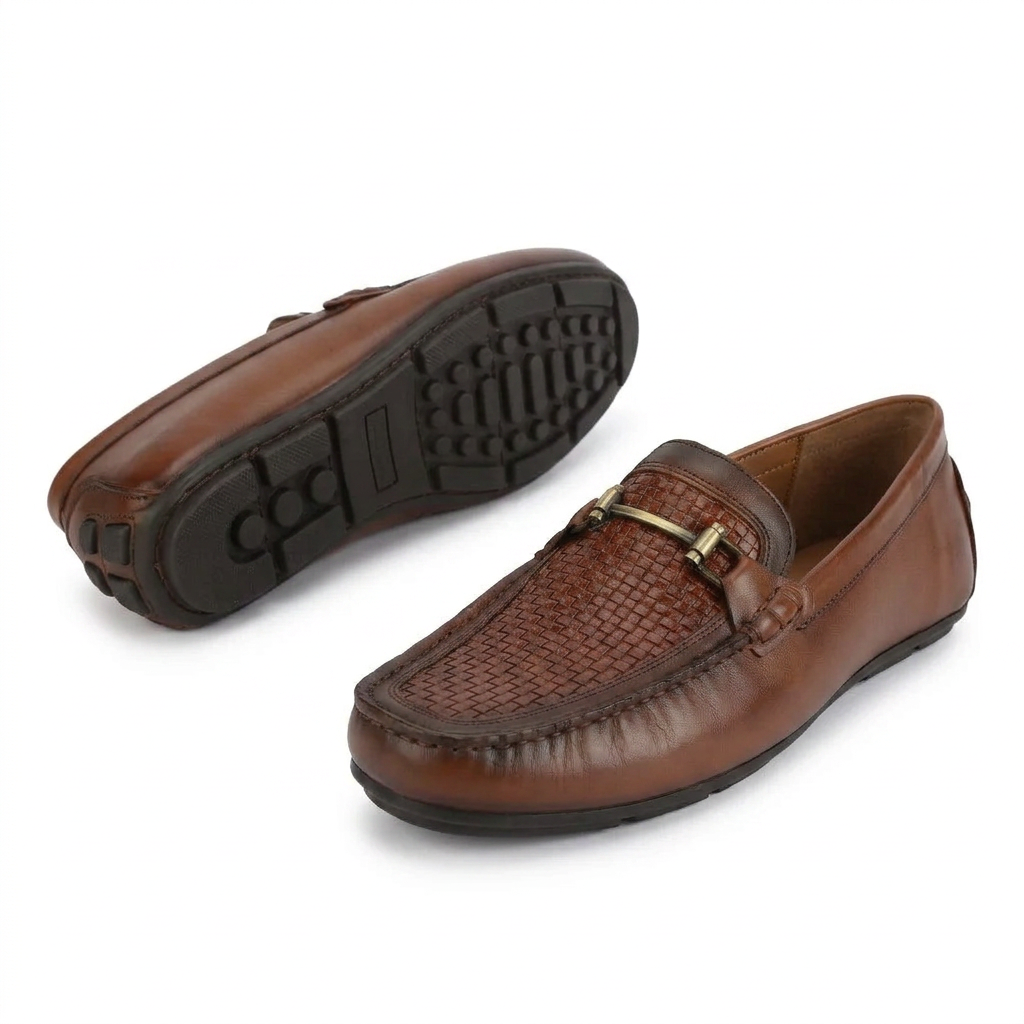 Woodland Mocassins en cuir tressé de luxe pour hommes