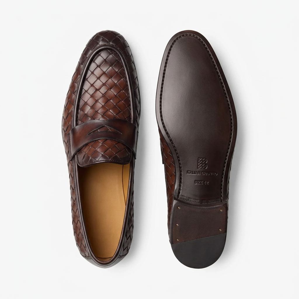 Mocassins en cuir tissé Hyde pour hommes