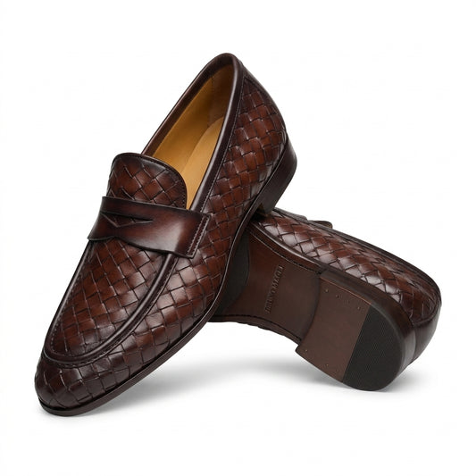 Mocassins en cuir tissé Hyde pour hommes